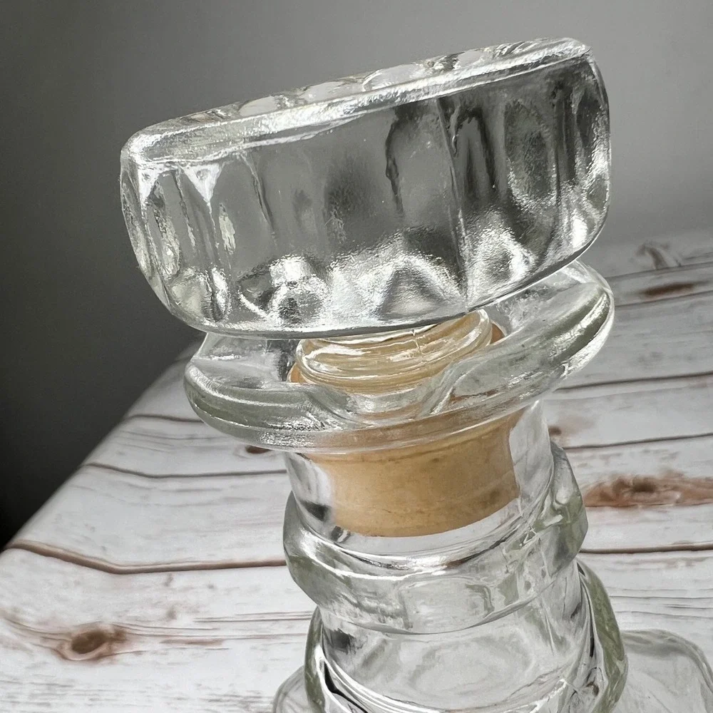 Vintage MCM I.W. Harper Liquor Decanter Clear Glass Square Embossed OS